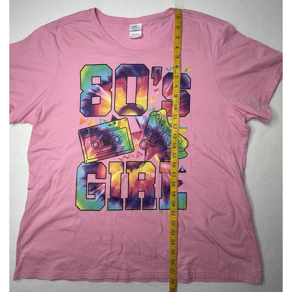 80s Girl Retro T Shirt Women Sz XXL Pink Birthday Party Dance Skates Tape Music - Picture 2 of 6